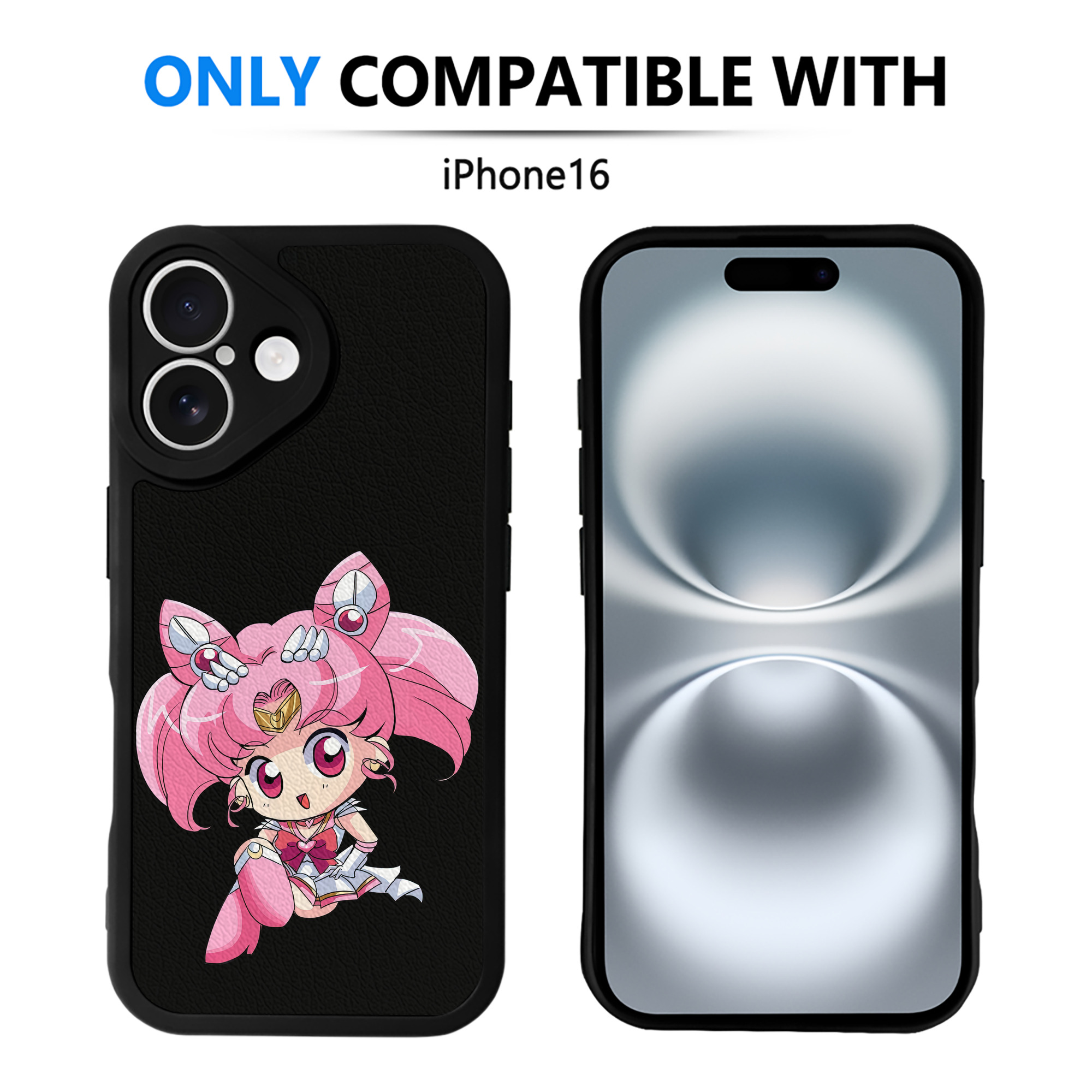 （画像用） 美少女戦士セーラームーン ちびうさ Sailor Moon Chibiusa Tsukino Usagi Small Lady Serenity 【iPhone 16シリーズ対応】シリコンスマホケース（レザー調） 材質：シリコン
